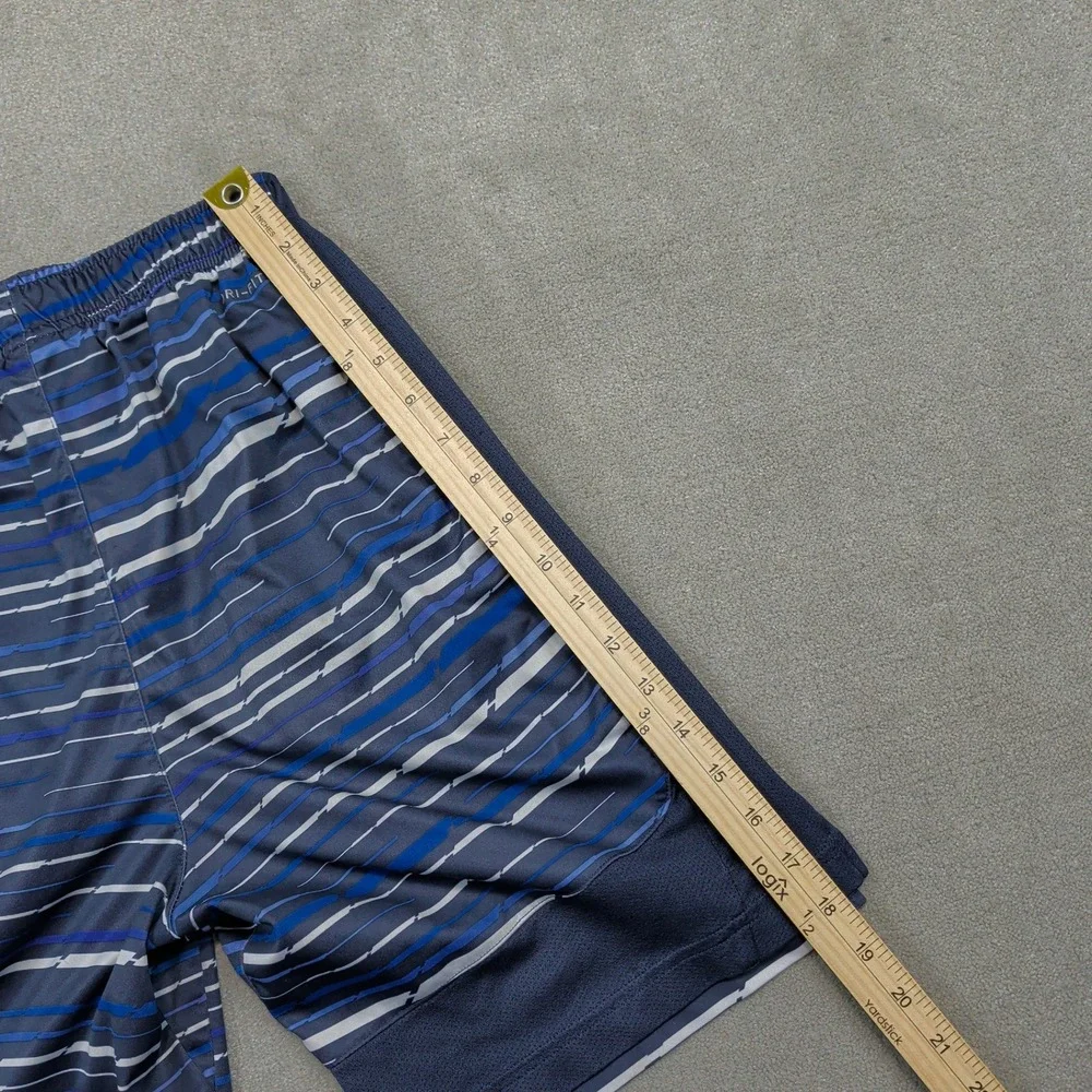 Nike Dri-FIT Boys Shorts Size Large Blue White Striped Athletic Shorts 831152